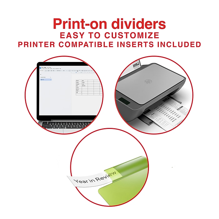Staples Large Tab Plastic Insertable Pocket Dividers, 8-Tabs