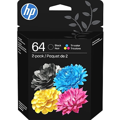 HP 64 Black/Tri-Color Standard Yield Ink Cartridge, 2/Pack (X4D92AN#140) Sansujyuku sansujyuku.com