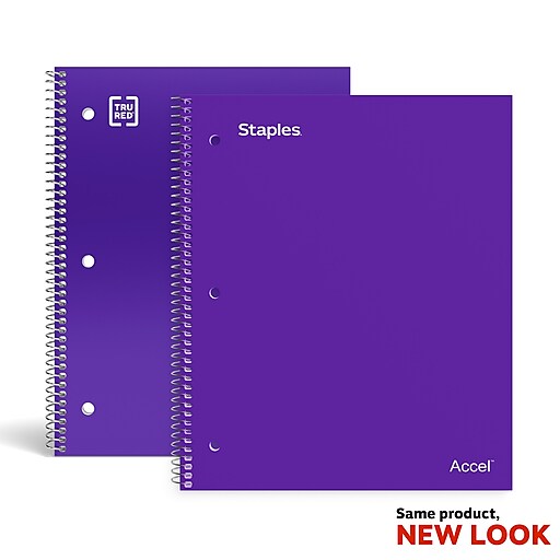 Staples Premium 1Subject Notebook, 8" x 10.5", Wide Ruled, 100 Sheets