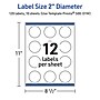 Avery Laser/Inkjet Circle Multipurpose Labels, 2" Dia., White, 120/Pack (S00-D1W)~#|#~07ECC3FB-66C9-4B61-AD0DF23F182CA4DB_sc7