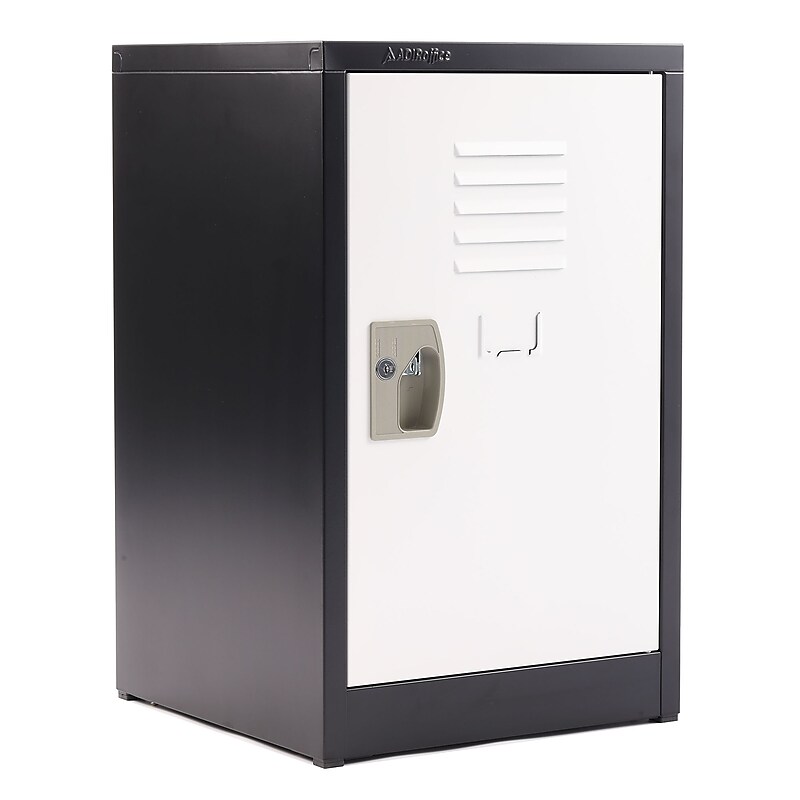 AdirOffice 24" Single Tier Black and White Storage Locker (ADI629-02-B-W) image 1