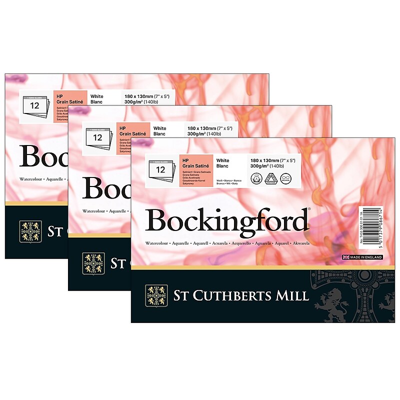 St Cuthberts Mill Bockingford 5" x 7" Watercolor Sketch Pad, 12 Sheets/Pad, 3/Bundle (STCT45330001011A-3) image 1