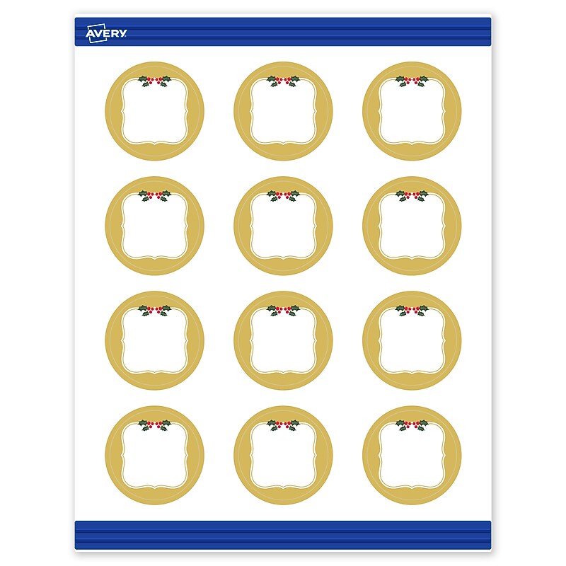 Avery Gold-Metallic Berries Matte Blank Card, White, 120/Pack (S00-FGS) image 1