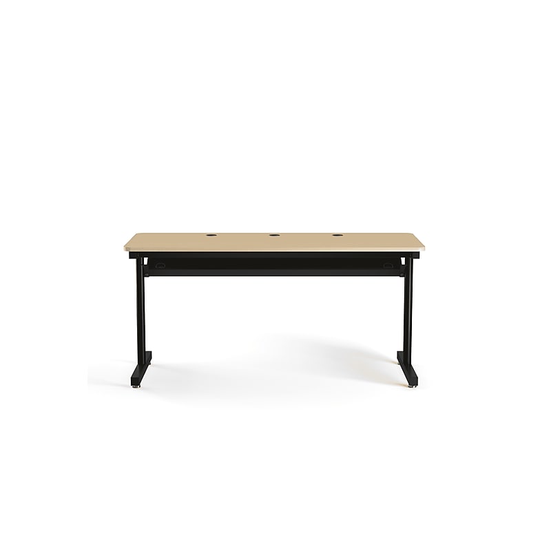 VersaDesk 60"W Basic Computer Table, Maple/Black (BCT6024-BM) image 1
