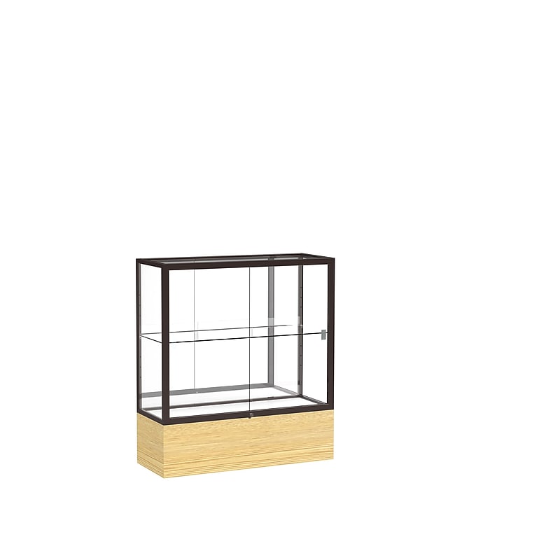 Ghent 40" x 36" Metal & Glass Display Case, Light Oak image 1