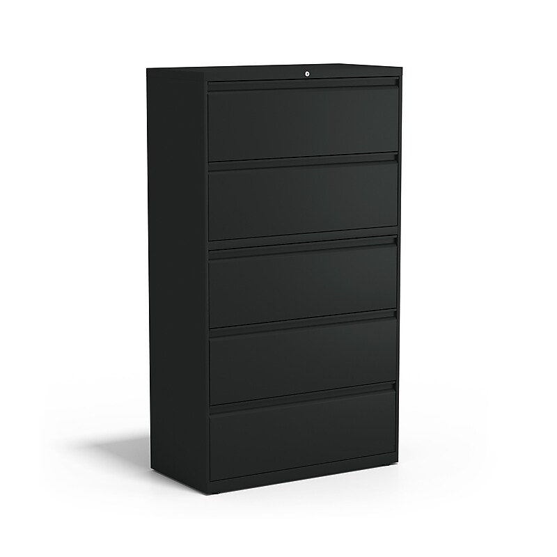 Staples HL8000 Commercial 5-Drawer Lateral File Cabinet, Locking, Letter/Legal, Black, 36"W (21754D) image 1