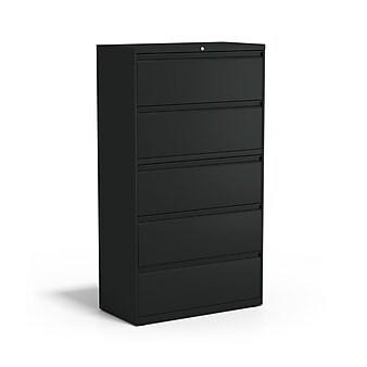 Staples HL8000 Commercial 5-Drawer Lateral File Cabinet, Locking, Letter/Legal, Black, 36"W (21754D)