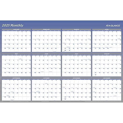 2025 ATAGLANCE 48" x 32" Yearly Dry Erase Wall Calendar, Reversible