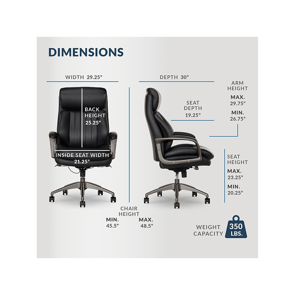Dimensions diagram with measurements and weight capacity