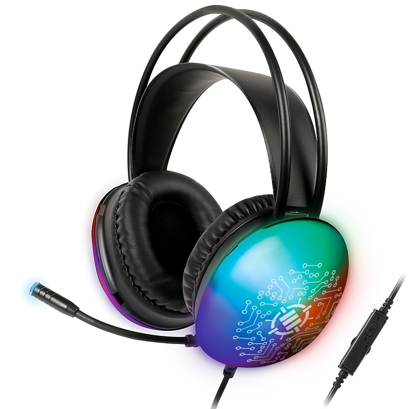 ENHANCE Voltaic 2 Wired Stereo Gaming Headset, USB 2.0, Clear with Multicolor LEDs (ENVOH2L100CLWS) image 1