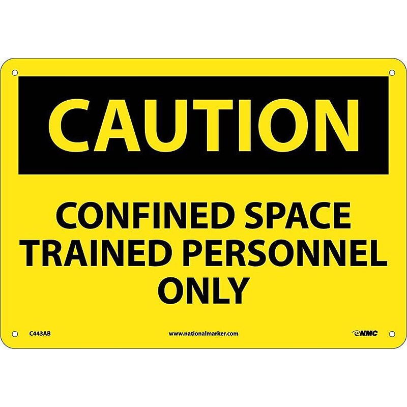 Confined Space Trained Personnel Only, 10X14, .040 Aluminum, Caution Sign image 1