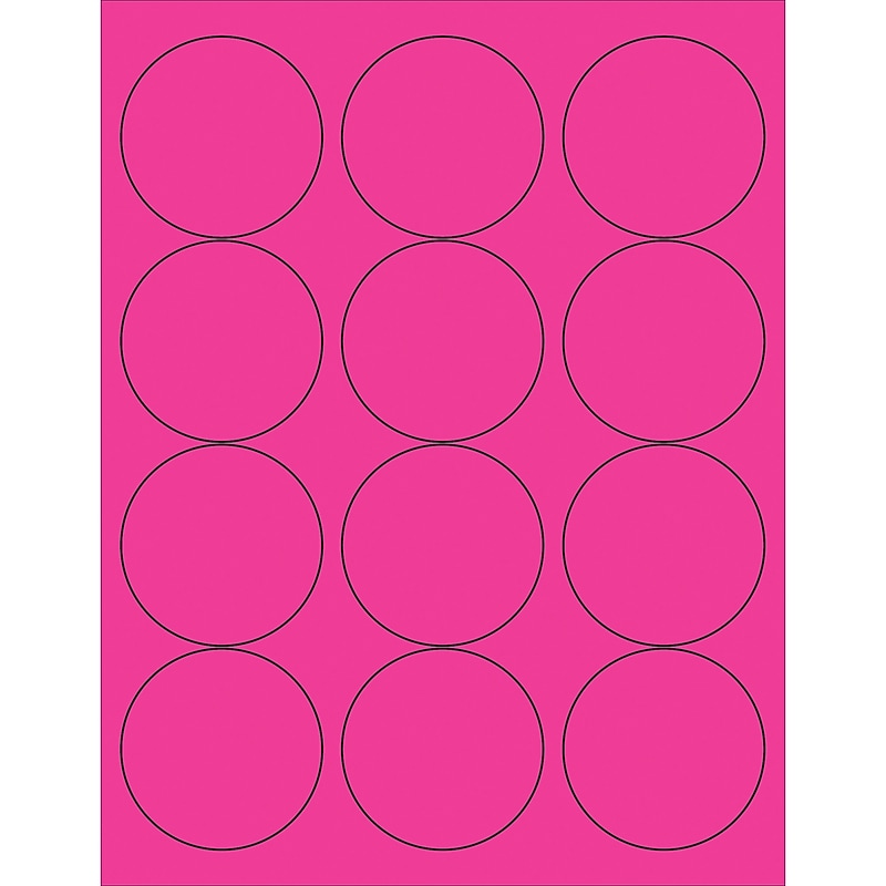 Tape Logic Circle Laser Labels, 2 1/2", Fluorescent Pink, 1200/Case (LL194PK) image 1