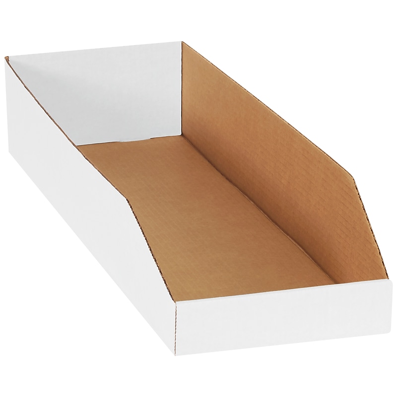 Partners Brand Medium Folding Corrugated Storage Bin, 24" x 4.5"x 8", White, 50/Bundle (BINMT824) image 1