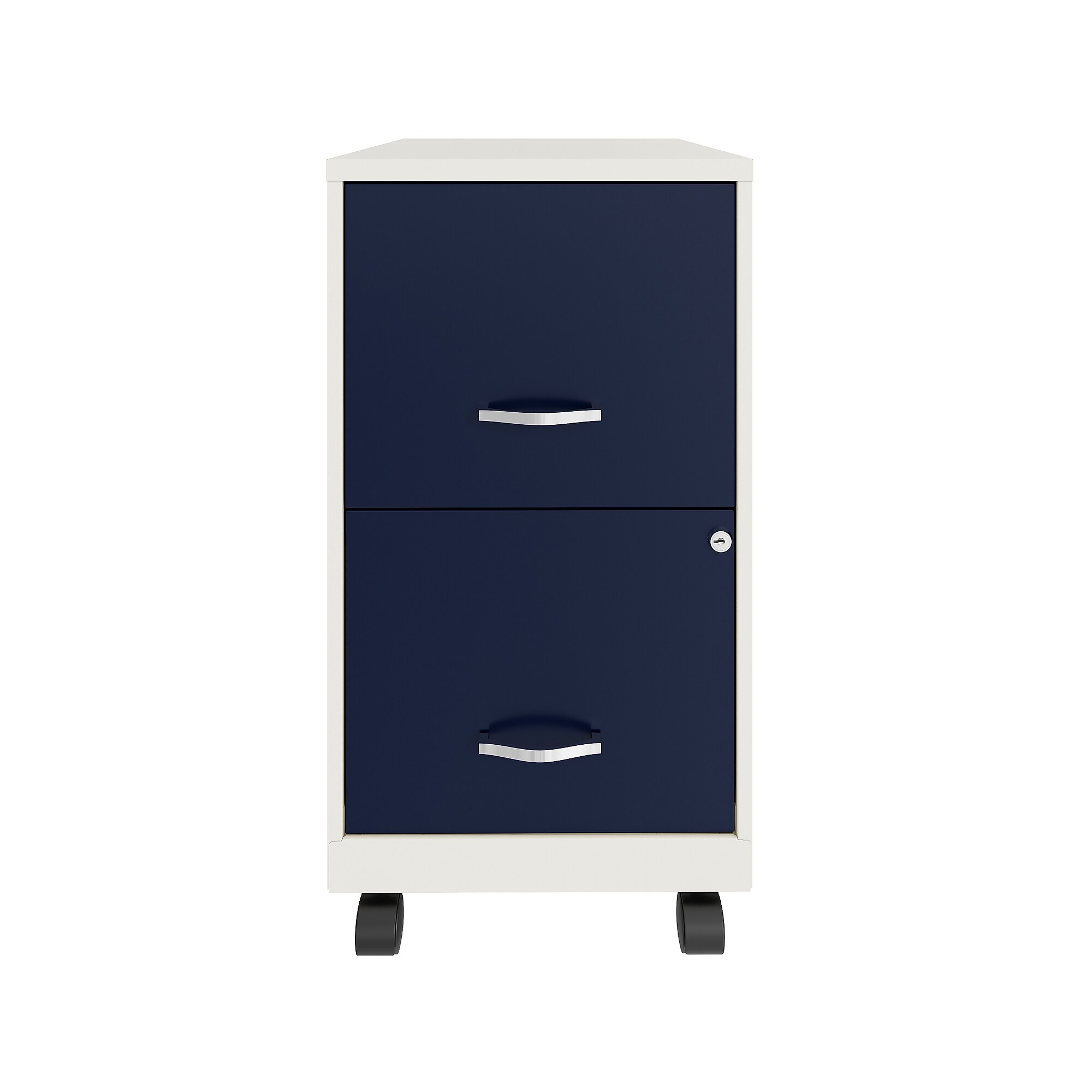 Space Solutions SOHO Smart File 2-Drawer Mobile Vertical File Cabinet, Letter Size, Lockable, Pearl White/Navy (25335) Sansujyuku sansujyuku.com
