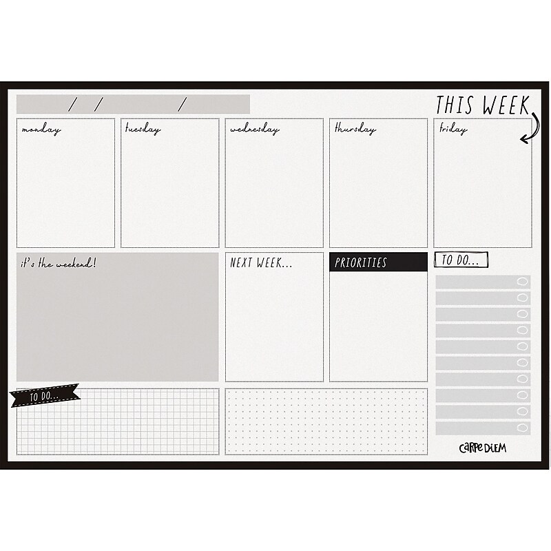 Carpe Diem Black 8.3" x 11.7" Weekly Planner, Black/White, 6/Pack (9120-CD) image 1
