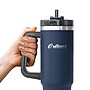 Outdoors Professional Stainless Steel Double-Walled  Tumbler with Straw, 40 oz., Navy Blue (OUTD9058)~#|#~081A0969-775D-4105-9309726BC4A6C84C_sc7