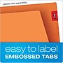 Pendaflex Recycled Heavy Duty End Tab File Folder, Straight Cut, Letter Size, Orange, 100/Box (H110DOR)~#|#~081AB22A-A1FD-4F1D-8B8939AE34472381_sc7