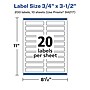 Avery Laser/Inkjet Rectangle Multipurpose Labels, 3/4" x 3-1/2", Clear, 200/Pack (94217)~#|#~081E68AB-D413-4F4F-91245F1FFD19EB50_sc7