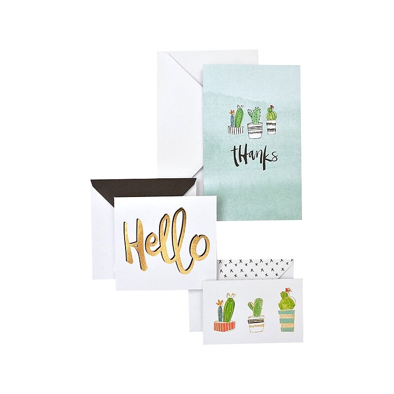 Gartner Studios Zoomerang Cactus Doodle Thank You Cards, Multicolored, 15/Pack (30545) image 1