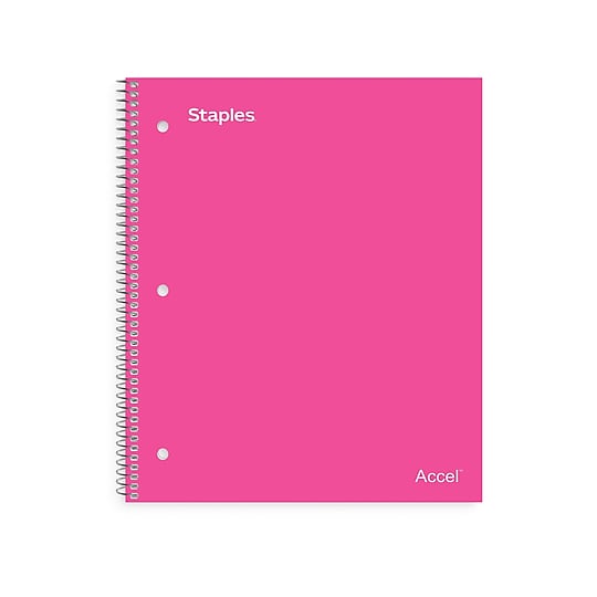 STAPLES Durable Poly Cover 1‑Subject Notebook, 8.5” x 11”, College Ruled, Pink~#|#~082ED0DB-39BA-49CE-9025A8E968171842_sc7