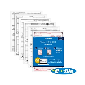 Adams 2022 W-2 Tax Form, White, 24/Pack (STAX6241-22)