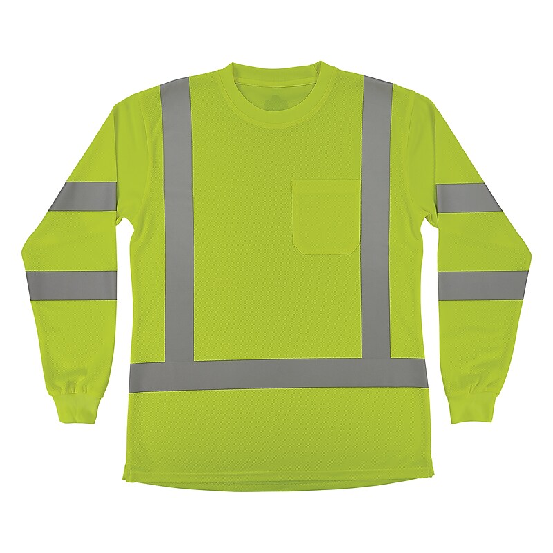Ergodyne GloWear 8374 High Visibility Women’s Long Sleeve T-Shirt, ANSI Class R3, Lime, 2XL (22096) image 1