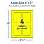 Avery Laser/Inkjet Rectangle Multipurpose Labels, 4" x 3", Neon Yellow, 80/Pack (94252)~#|#~083DD128-052C-4067-8C82F411460D49A1_sc7