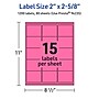 Avery Laser/Inkjet Rectangle Multipurpose Labels, 2" x 2-5/8", Bright Pink, 1200/Box (94235)~#|#~083F0FD9-5D4D-44DF-A562E2D6A24C428D_sc7