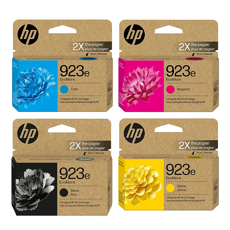 HP 923e EvoMore Black/Cyan/Magenta/Yellow High Yield Ink Cartridges, 4/Pack (4KOTEVO4PK-VB) image 1