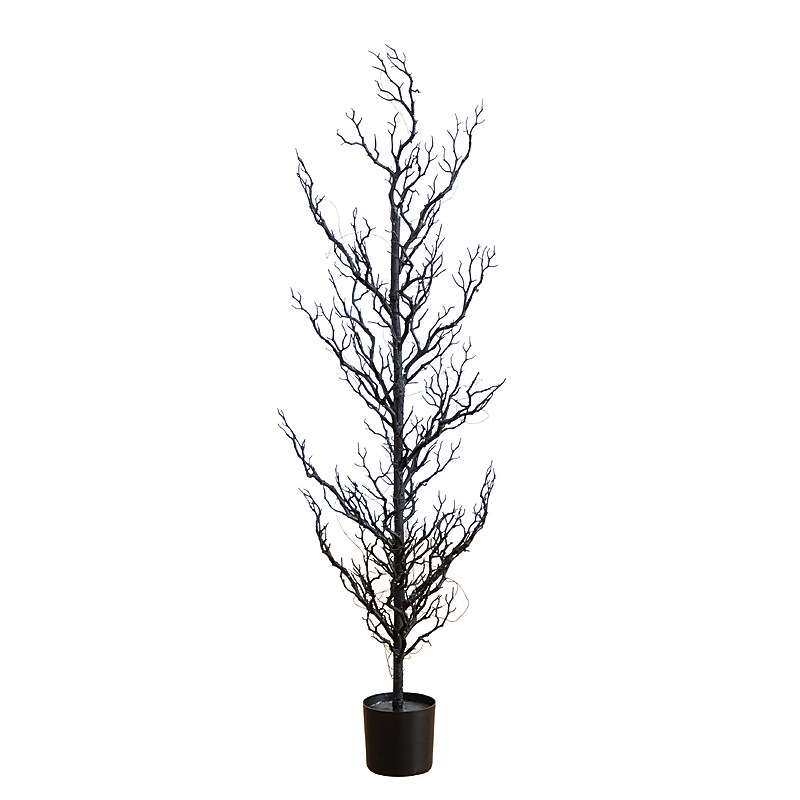 Nearly Natural Pre-Lit Artificial Halloween Black Spooky Twig Tree, 4' (T5235) image 1