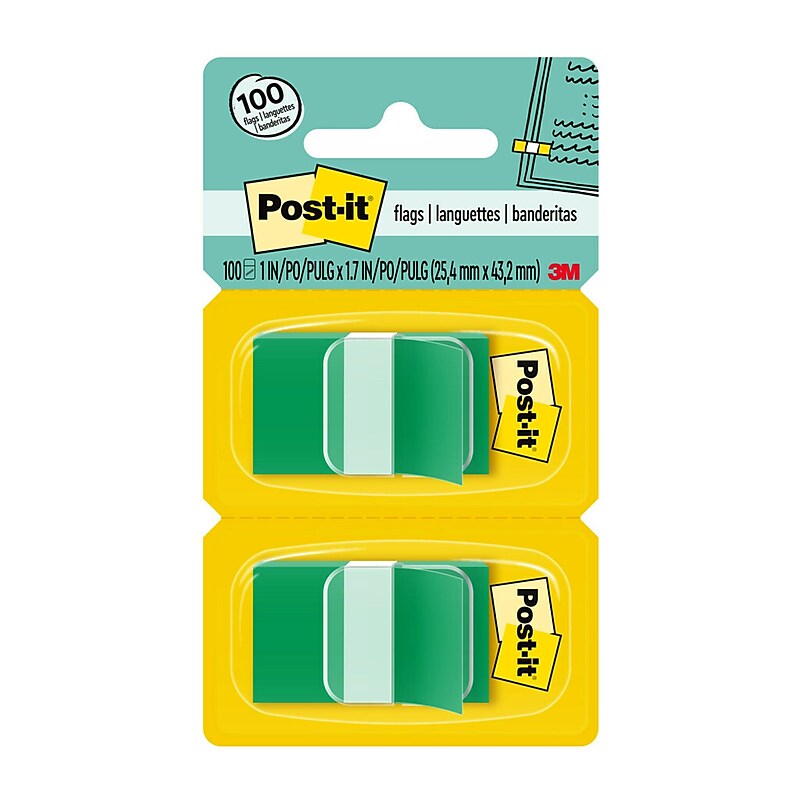 Post-it Flags, 1", Green, 100 Flags/Pack (680-GN2) image 1