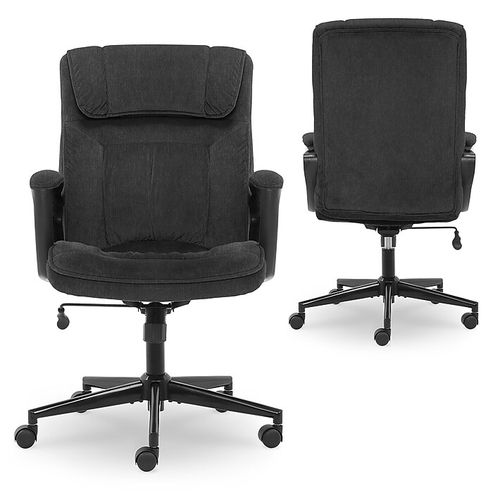 Serta Hannah I Ergonomic Microfiber Swivel Executive Chair, Black