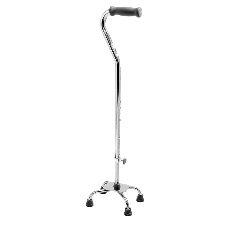 Medline Small Base Aluminum Quad Cane, Chrome, 2/Carton (G05345S) image 1