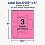 Avery Laser/Inkjet Sealing Labels, 5-7/8" x 4", Bright Pink, 30 Labels/Pack (19479370796)~#|#~086902DA-3B0D-430E-9EEA3BDCE8406BB3_sc7