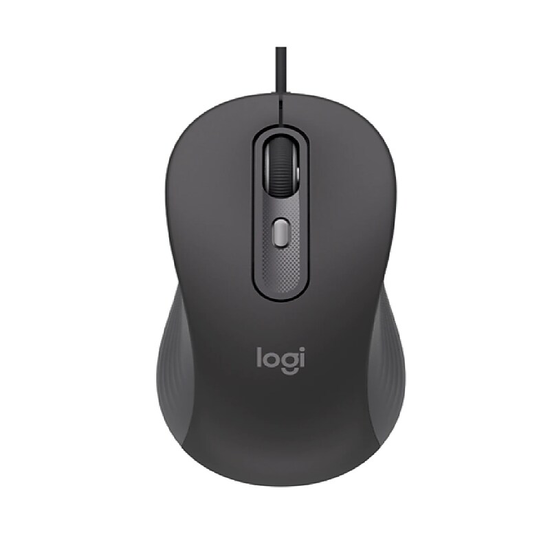 Logitech Signature Wired M520 L for Business Curved Ambidextrous Optical USB Mouse, Graphite (910-007497) image 1