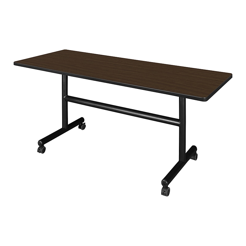 Regency Kobe Flip Top 60"W x 24"D Rectangular Training Room Table, Laminate, With Wheels, Neo Walnut (MKFT6024NW) image 1