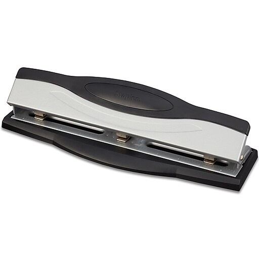 Staples 3-Hole Punch, 15 Sheet Capacity, Black/Silver (26639