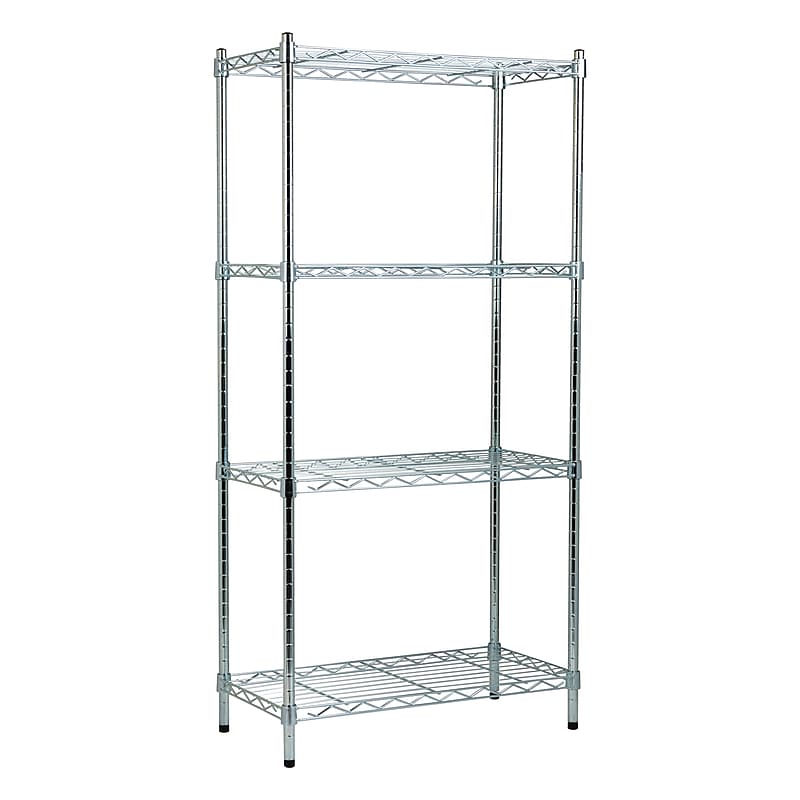 Mind Reader 4 Shelf Adjustable Garage Shelving, 11.75"W, Chrome Plate (4TSHELVU-SIL) image 1