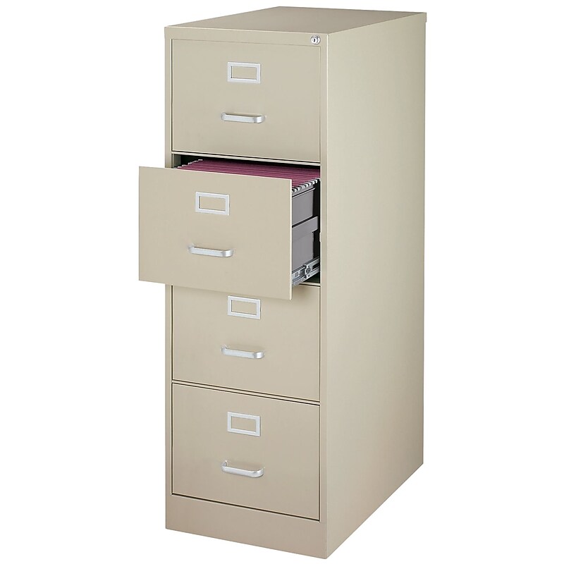 Staples Commercial 4-Drawer Vertical File Cabinet, Legal Size, Lockable, 51.97"H x 18"W x 26.5"D, Putty (59604/25416) image 1