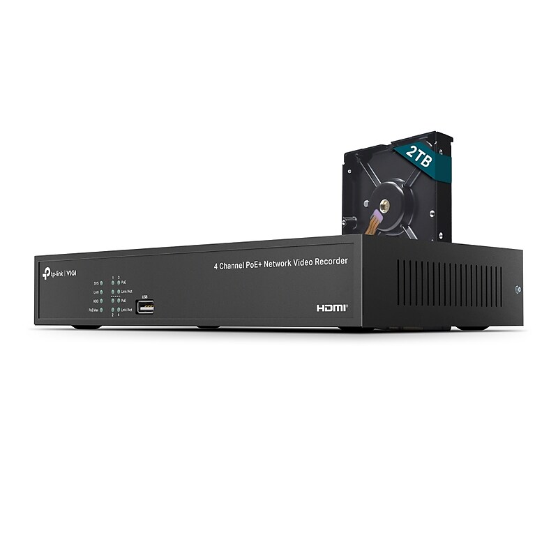 TP-Link VIGI NVR Series Indoor/Outdoor Security Camera System, 4-Channel, Black (NVR1004H-4P-2TB) image 1