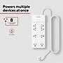 Staples TECH 8-Outlet Surge Protector, 6', 4500 Joules, White (ST62783)~#|#~088E0FAE-44BC-46B1-9A33001026B0763D_sc7