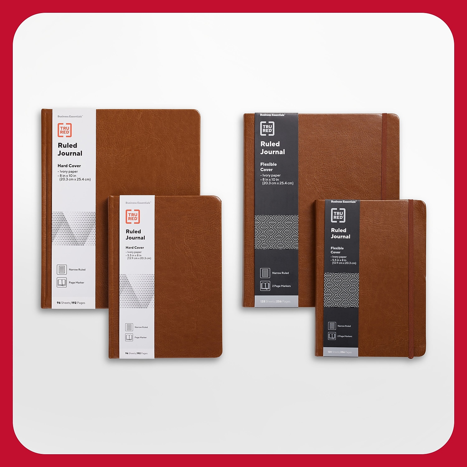TRU RED 5,5” x 8” Medium Flexible Cover Narrow Ruled Journal Cognac (TR61952) - Bild 6 von 6