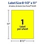Avery Laser/Inkjet Multipurpose Rectangle Labels, 8.5" x 11", Neon Yellow, 40/Pack (94269)~#|#~089B053D-B674-470C-AC3CC5E059F8CC63_sc7
