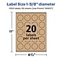 Avery Laser/Inkjet Multipurpose Circle Labels, 1.625" Dia, Kraft Brown, 1000/Box (94507)~#|#~08A7E010-1370-4110-A32C8211D000A9DE_sc7