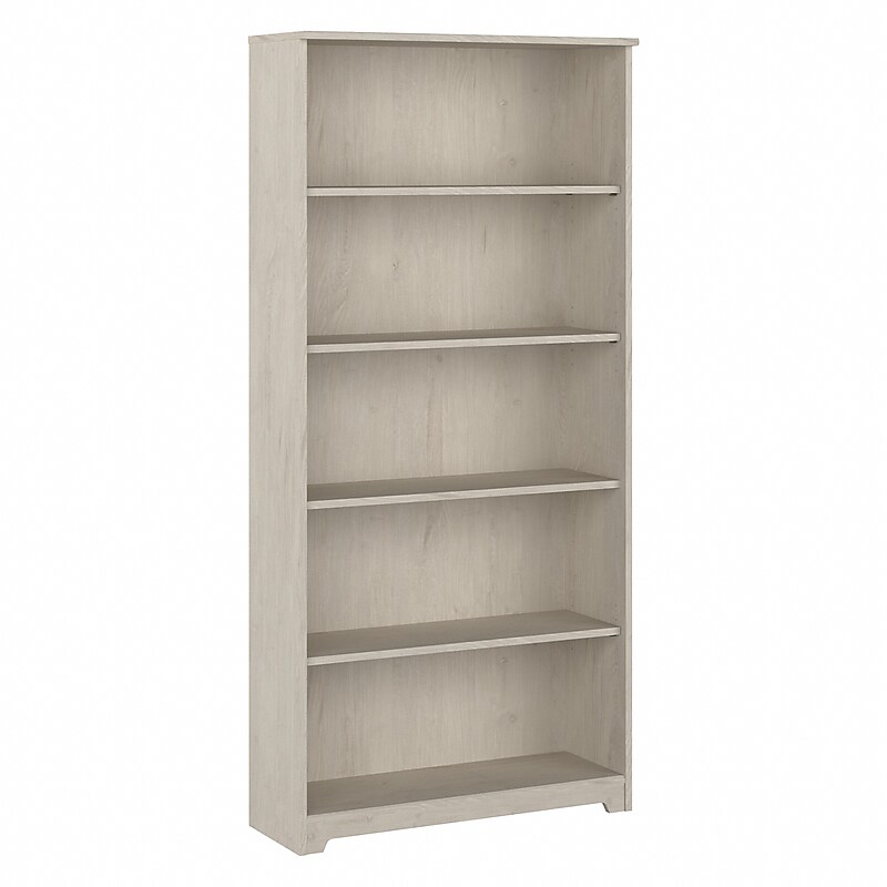 Bush Furniture Cabot 66"H 5-Shelf Bookcase with Adjustable Shelves, Linen White Oak (WC31166) image 1