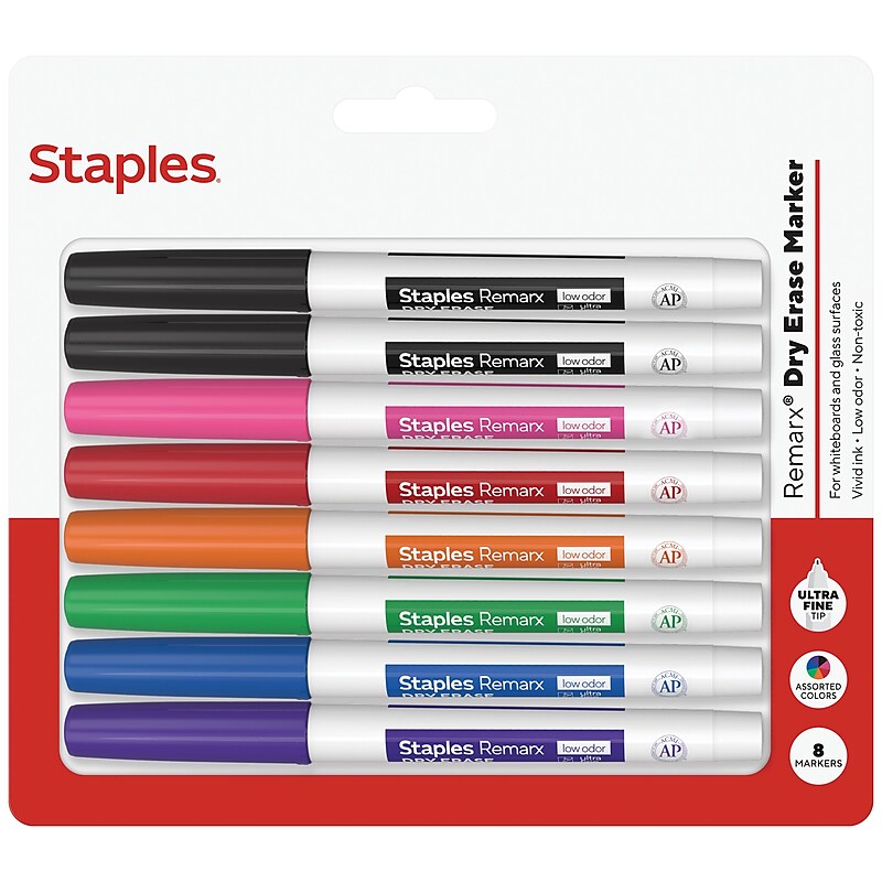 Staples Remarx Dry Erase Marker, Ultra Fine Tip, Assorted, 8/Pack (ST62958) image 1