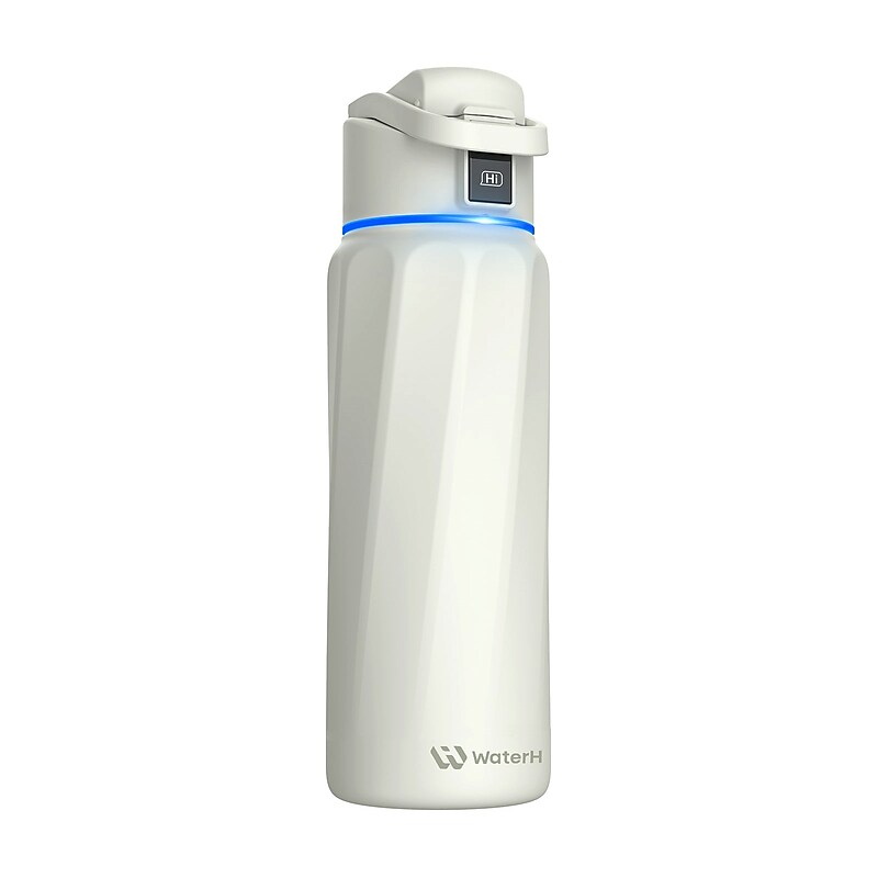 WaterH BOOST Stainless Steel Triple Wall Insulated Smart Water Bottle, 32 oz., White (B003WT) image 1