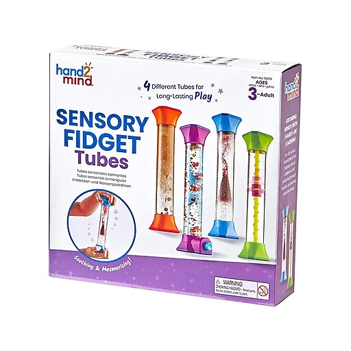 hand2mind Sensory Fidget Tubes, Assorted Colors, 4/Set (92419