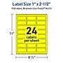Avery Laser/Inkjet Rectangle Multipurpose Labels, 1" x 2.5", Neon Yellow, 1920/Box (94221)~#|#~08AE10F8-8B67-48E8-A9426CF313331A64_sc7