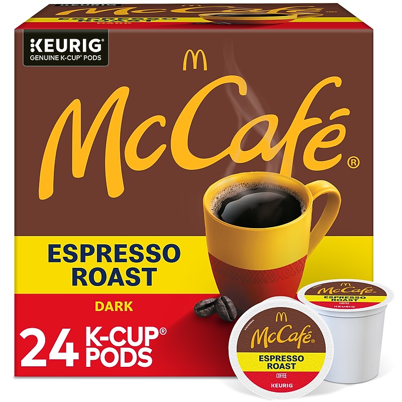 McCafe Espresso Roast Coffee Keurig K-Cup Pods, Dark Roast, 24/Box (5000390261) image 1